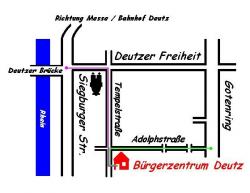 Lageplan des Bürgerzentrums, Tempelstr. 41-43, 50679 Köln